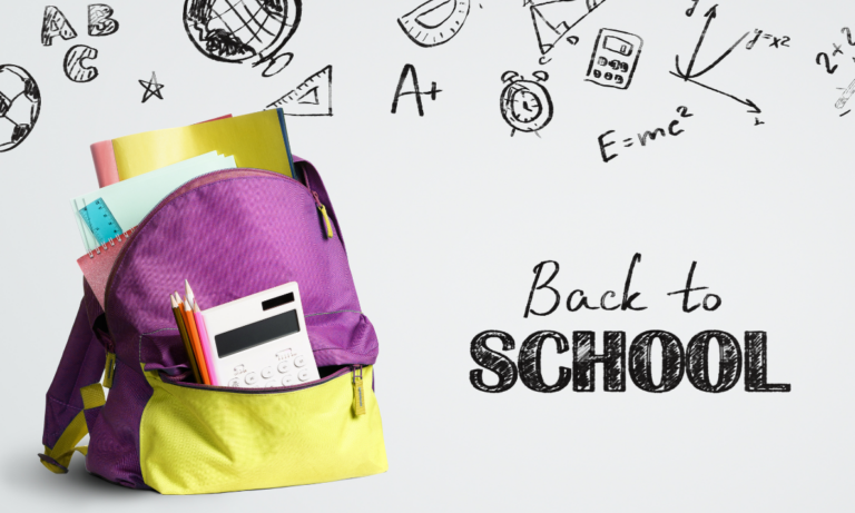 Back to school backpack with accessories in student bag