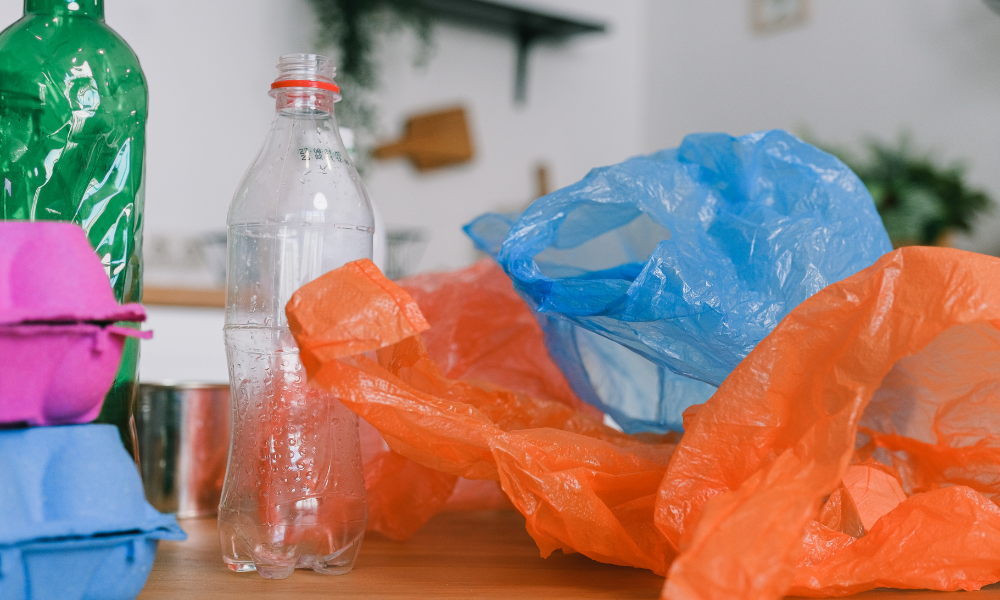 Different type of plastic bags on a table