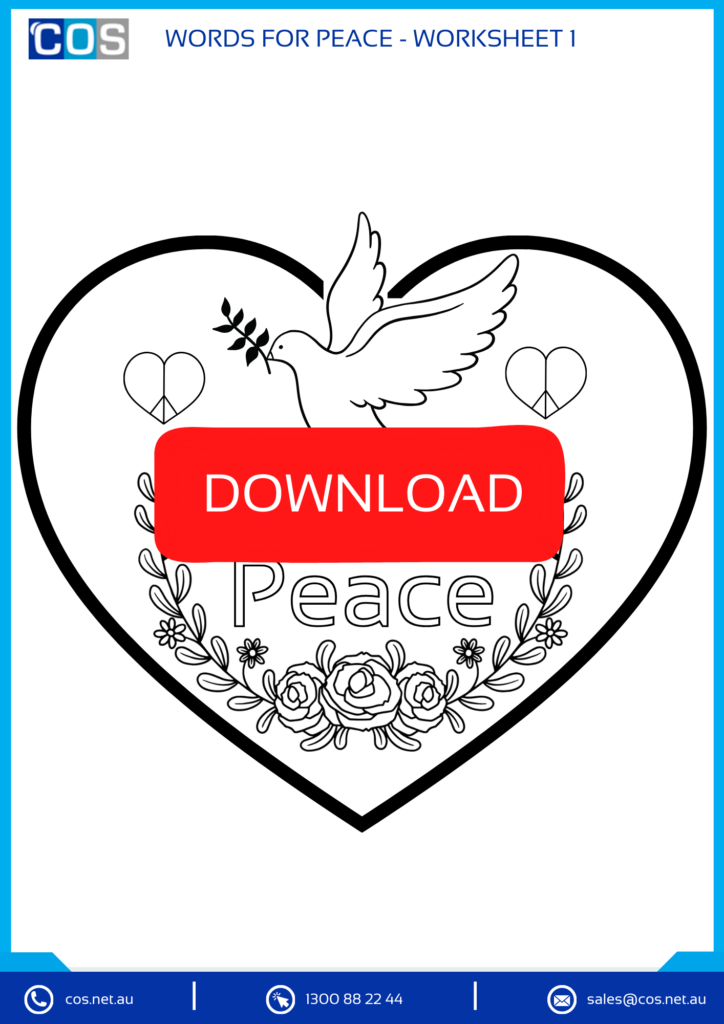 Peace day worksheet for kids