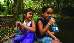 2 girls drinking Yaru water