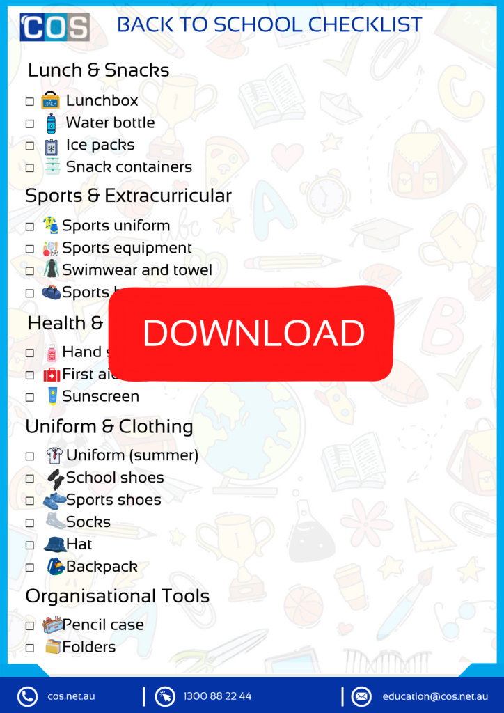 List of school supplies to tick mark