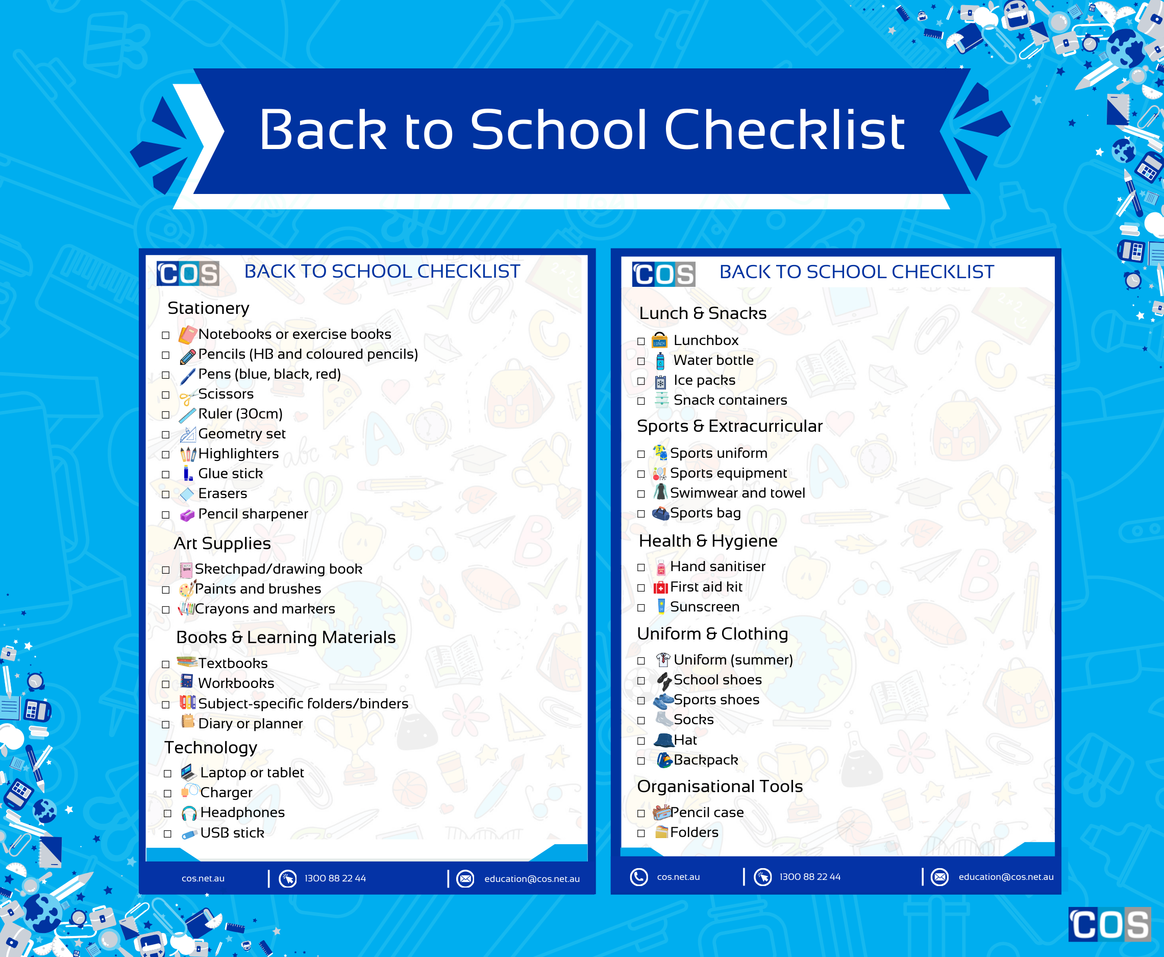 Back to school checklist 2025